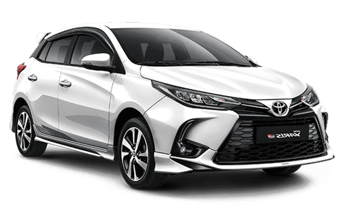 Foto mobil Toyota Yaris Hatchback merah, mobil sporty untuk rental harian di Pekalongan